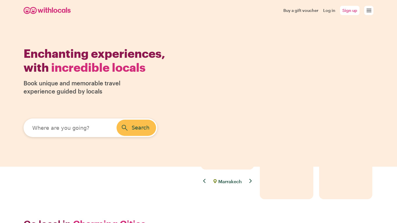 Withlocals Landing page