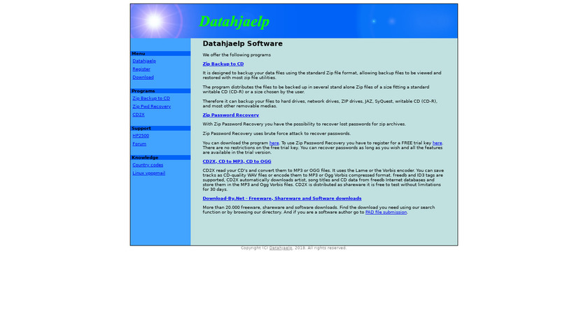 Zip Backup to CD Landing Page