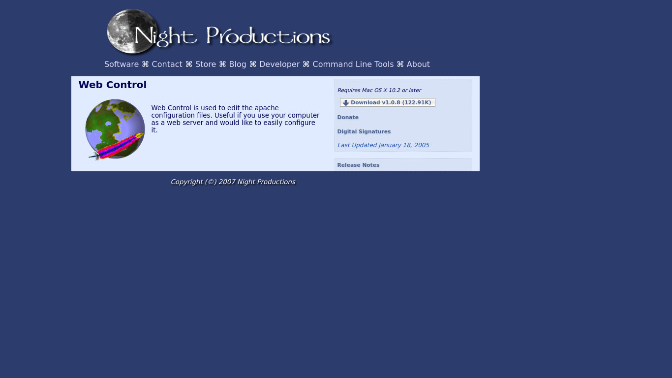 Web Control Landing page