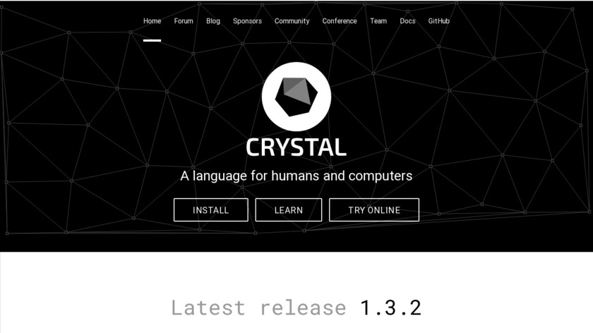 Crystal (programming language) Landing Page