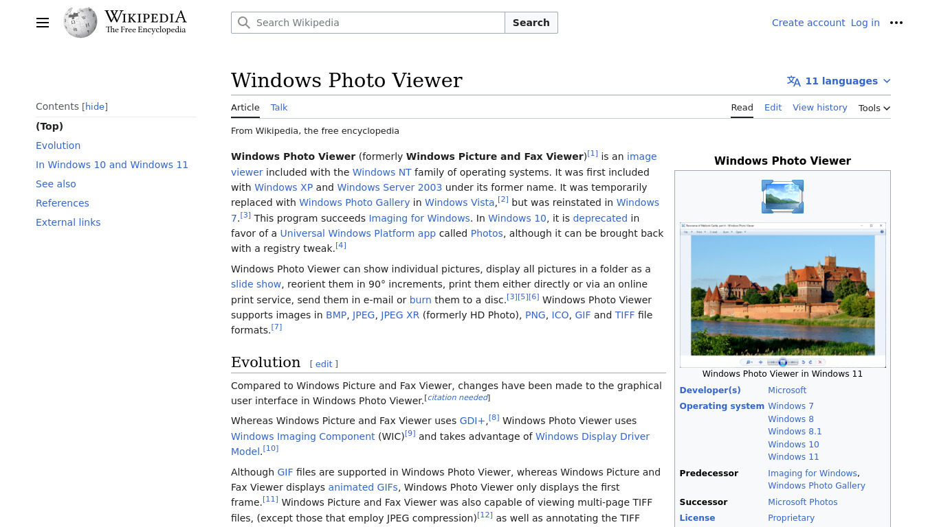 Windows Photo Viewer Landing page