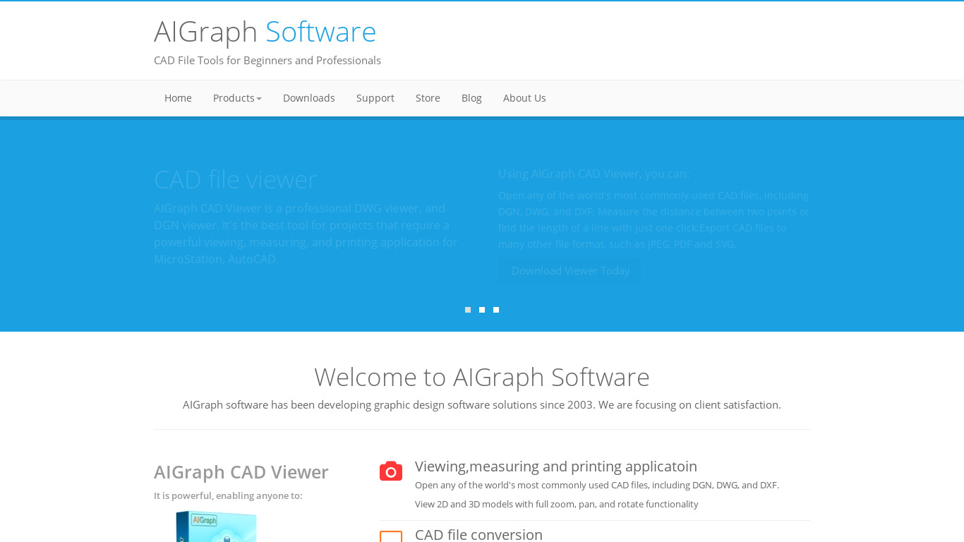 AIGraph CAD Viewer Landing page