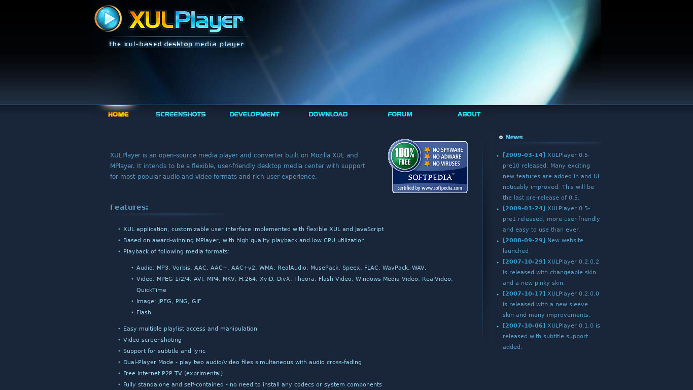 XULPlayer Landing page