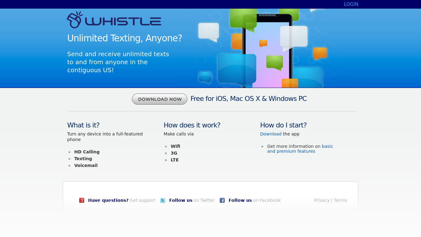 Whistle Phone Landing page