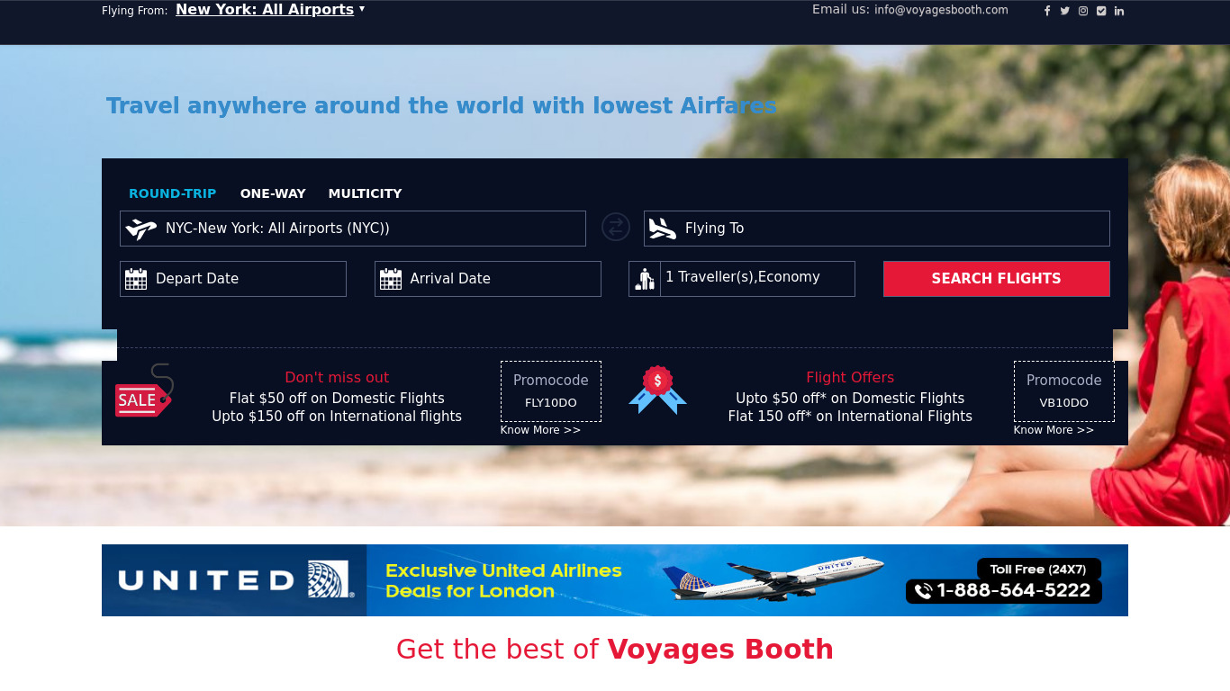 Voyages Booth Landing page