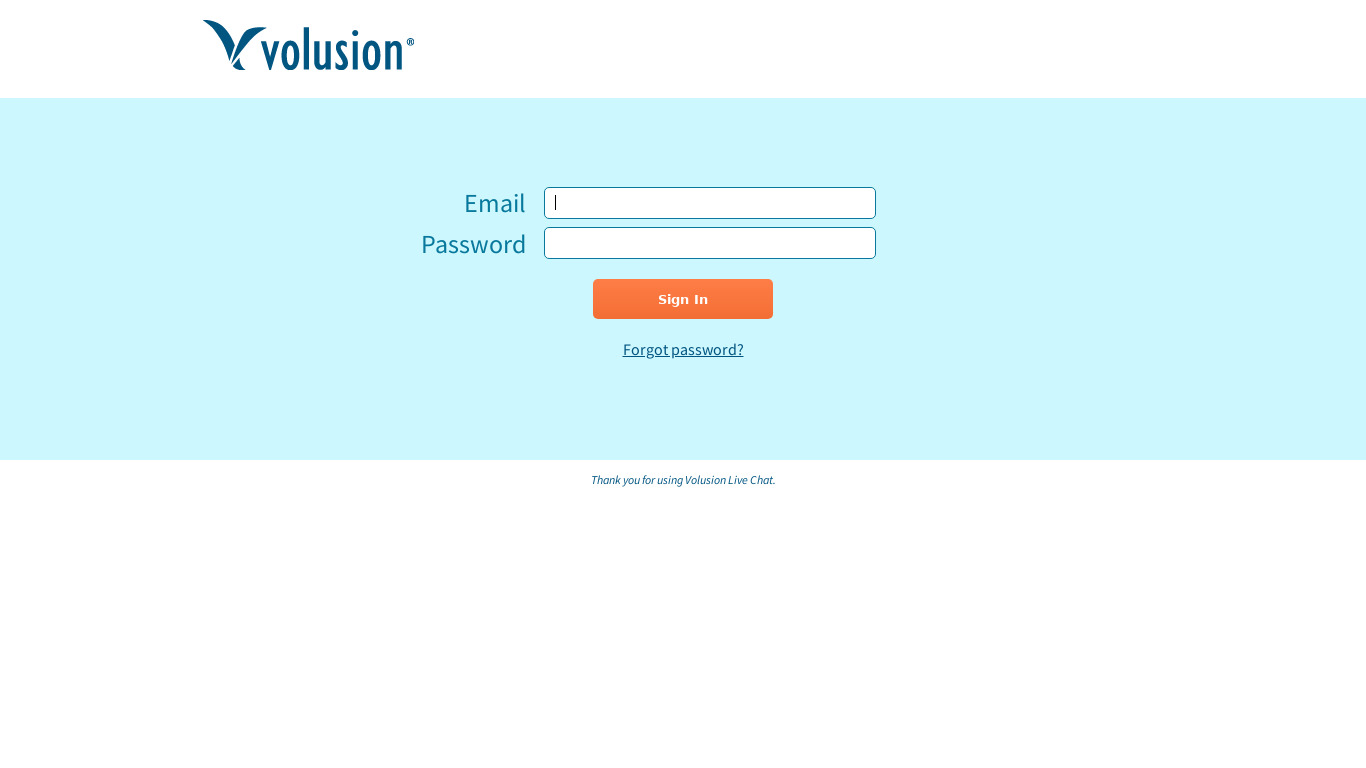 Volusion Live Chat Landing page