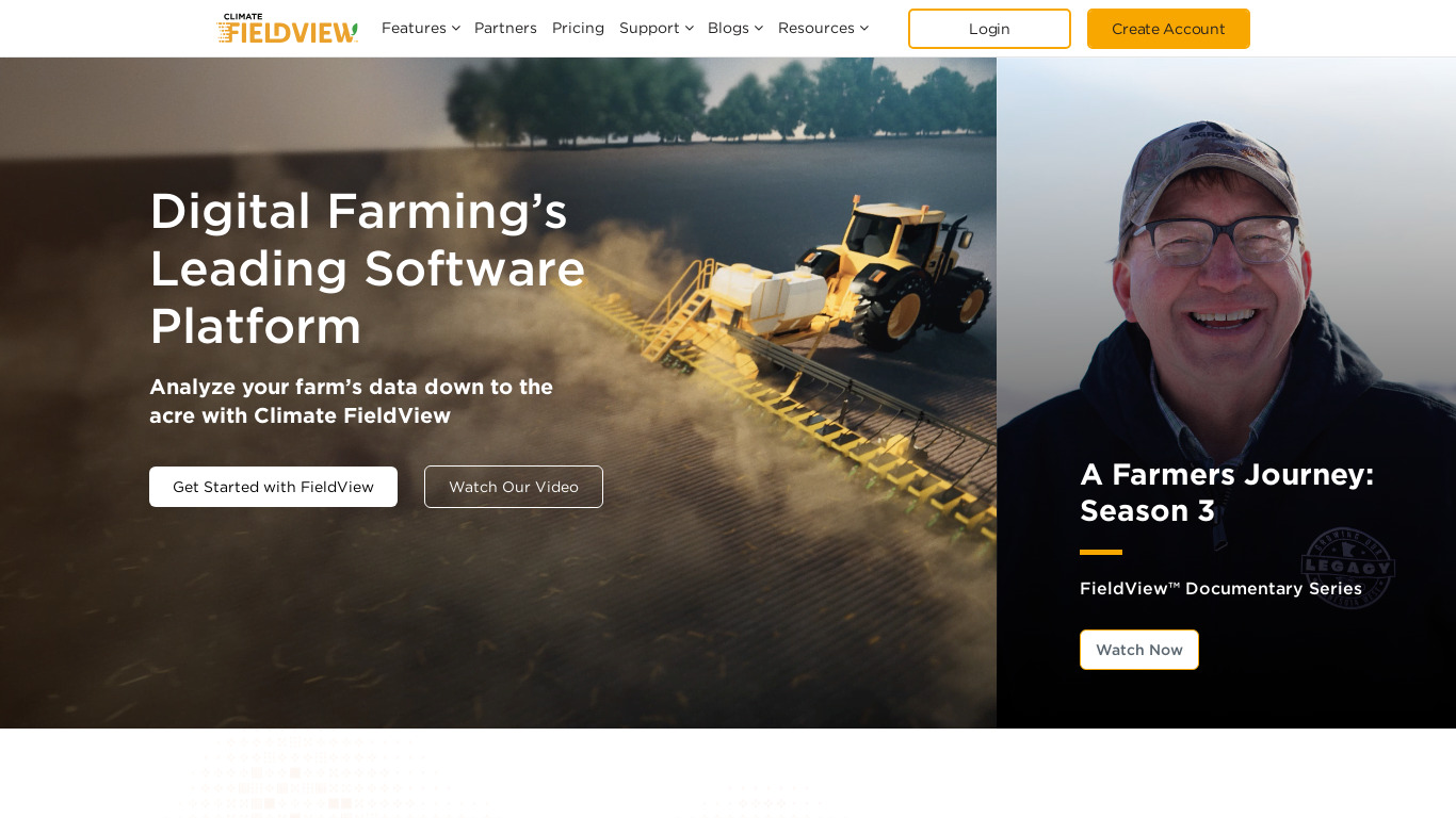 Climate FieldView Landing page