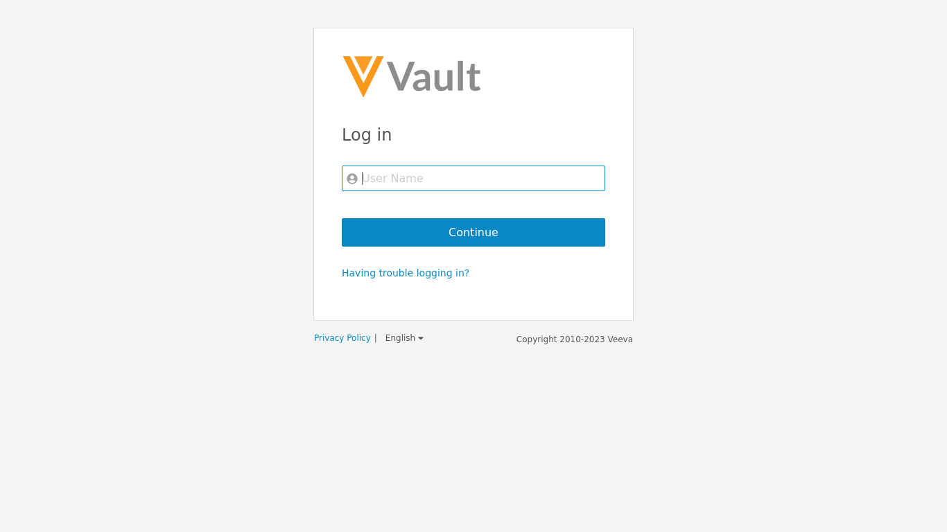 Veeva Vault Landing page
