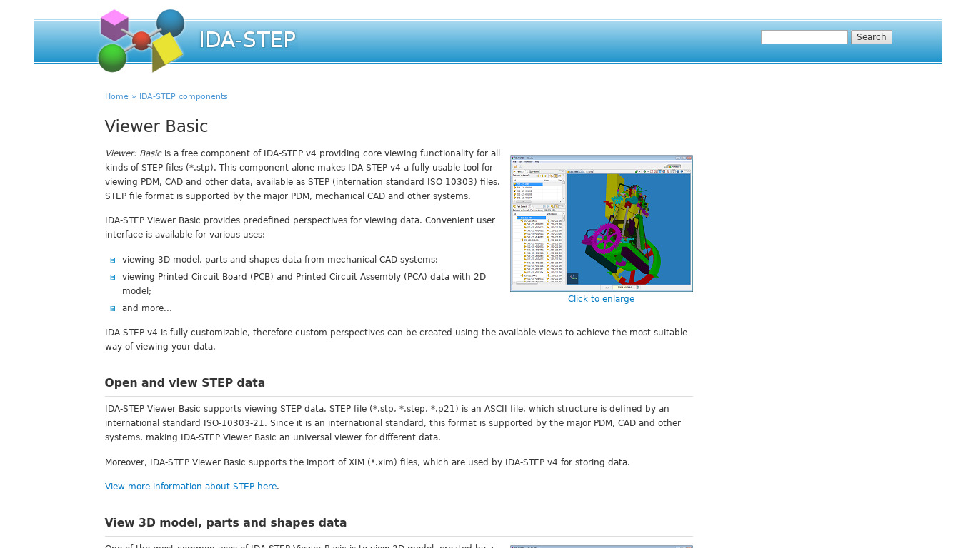 IDA-STEP Viewer Landing page