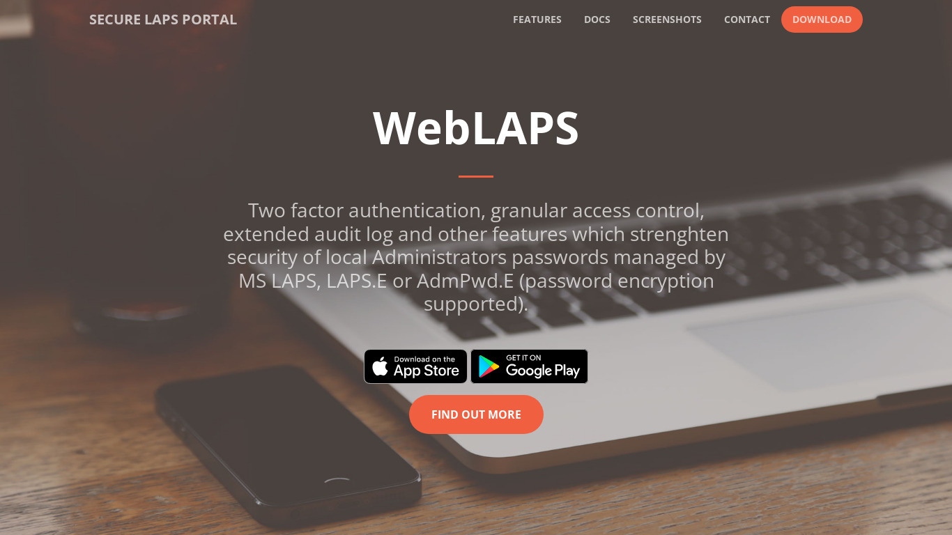 WebLAPS Landing page