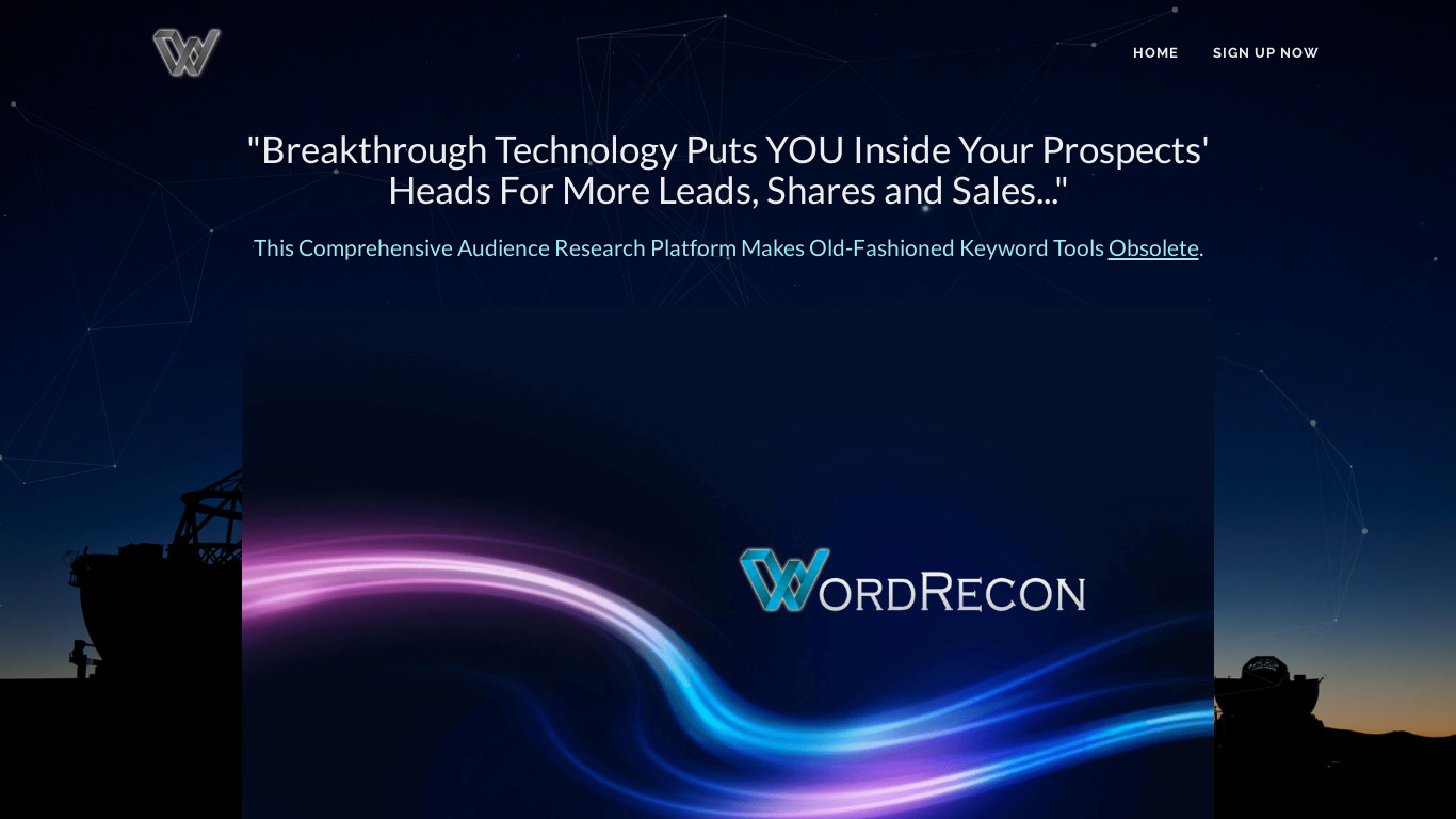 WordRecon Landing page