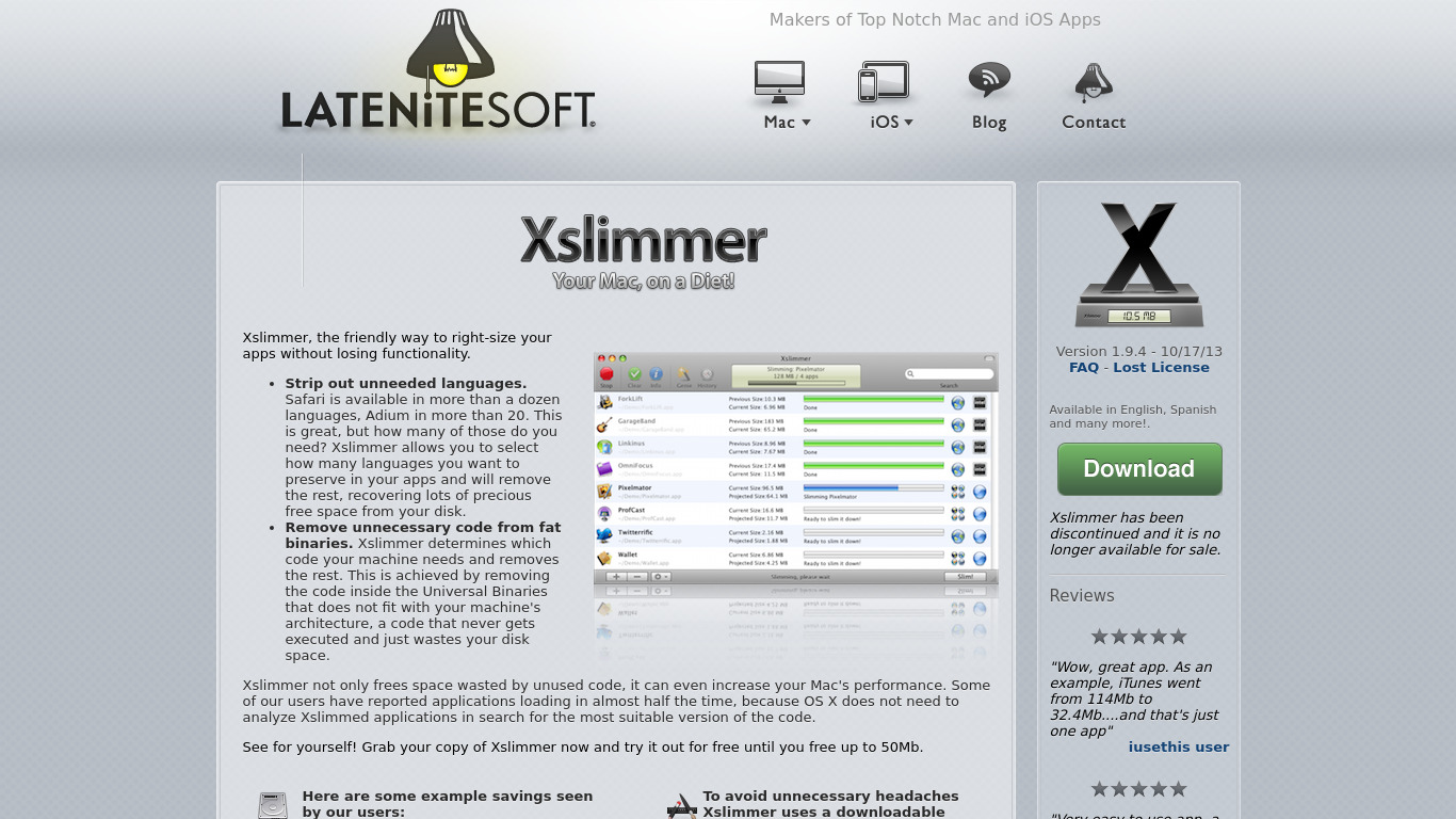 Xslimmer Landing page