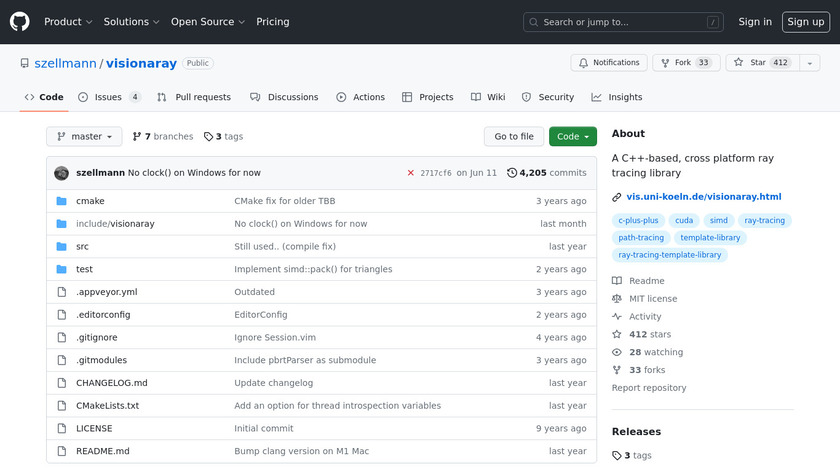 Visionaray Landing Page