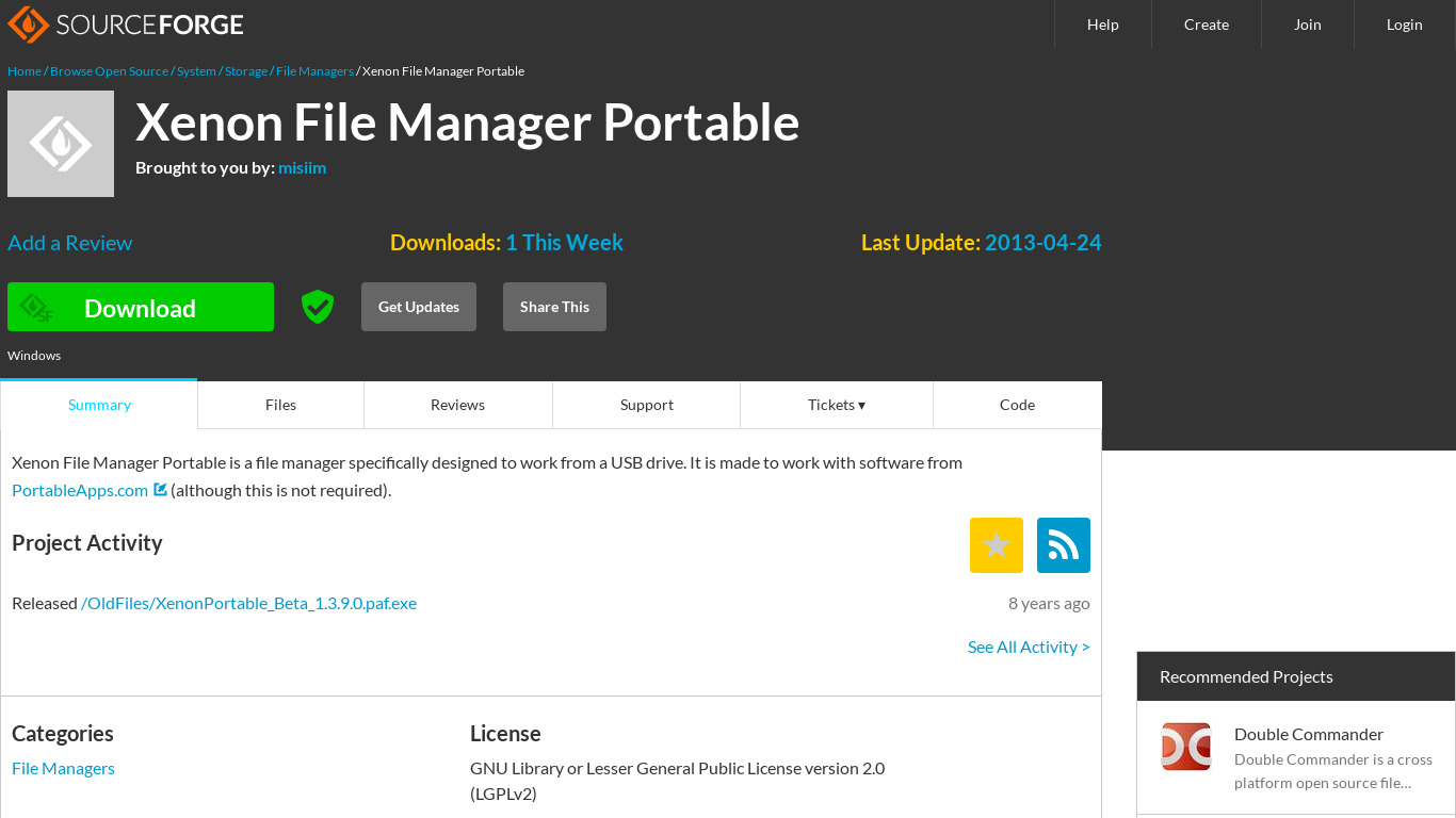 Xenon File Manager Portable Landing page