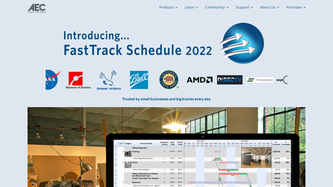 FastTrack Schedule Landing page