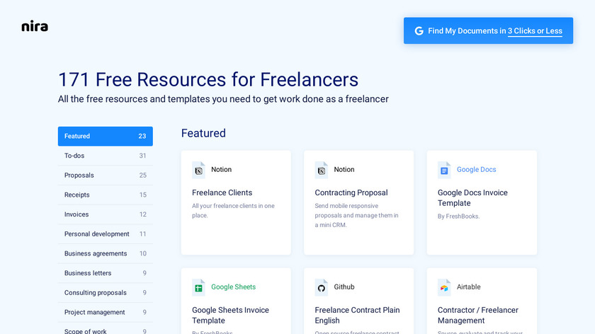 Freelancer Resources List Landing Page