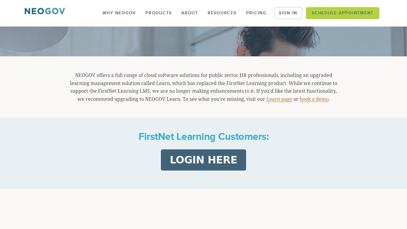 FirstNet Learning Landing page