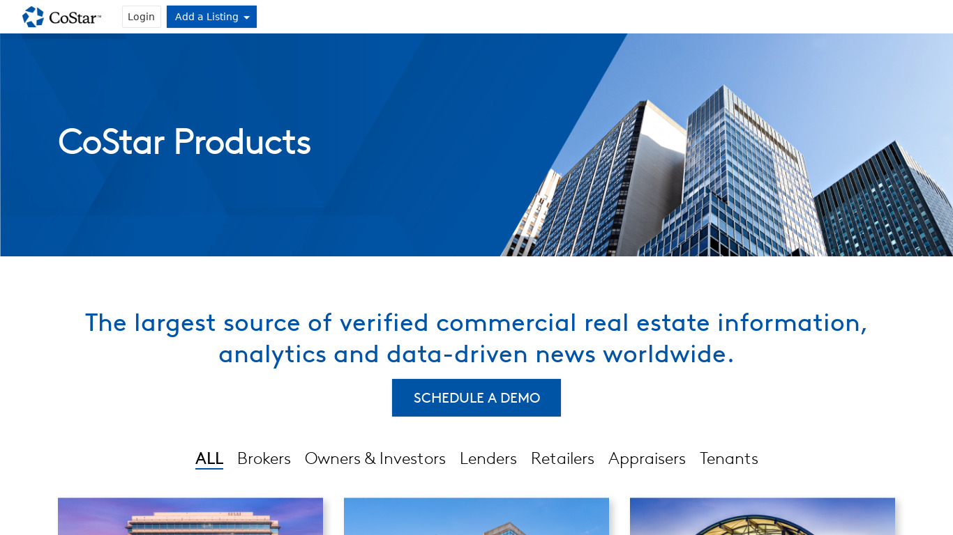 CoStar Real Estate Manager Landing page