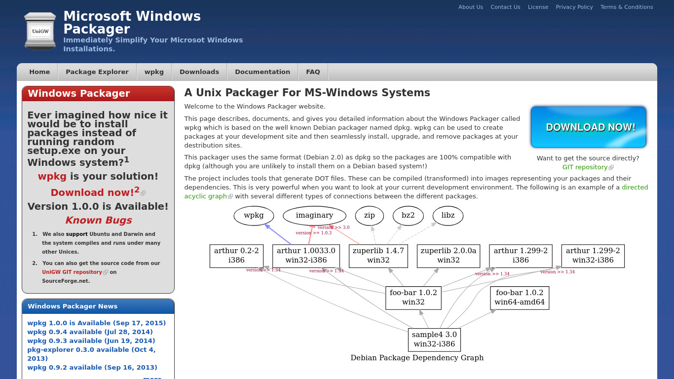 Windows Packager Landing page