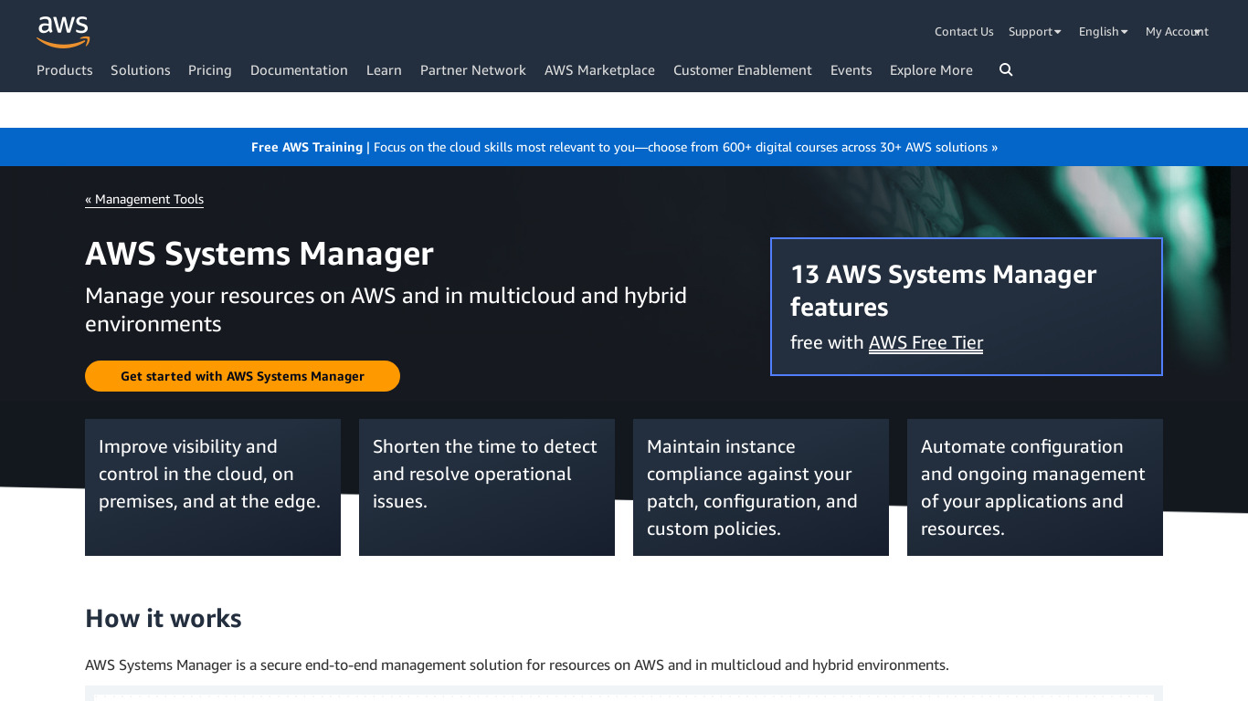 Amazon EC2 Systems Manager Landing page