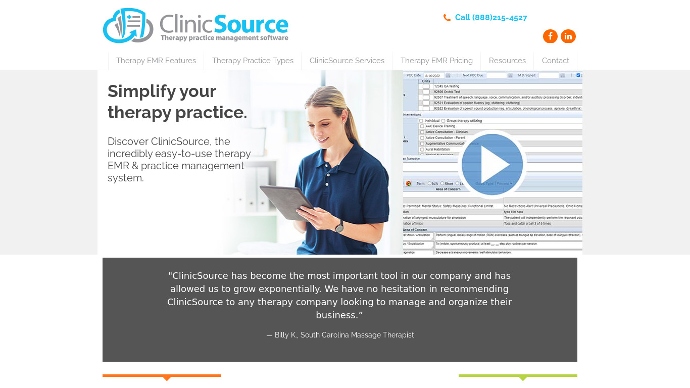 ClinicSource Landing page
