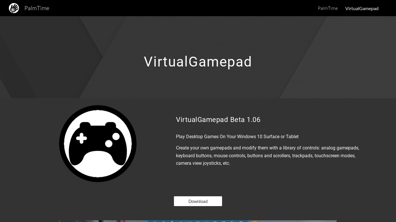 VirtualGamepad Landing page