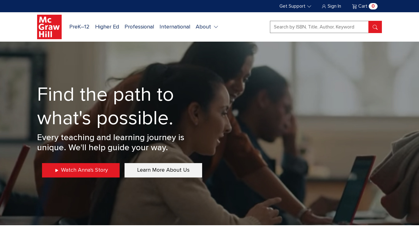 McGraw-Hill Landing page