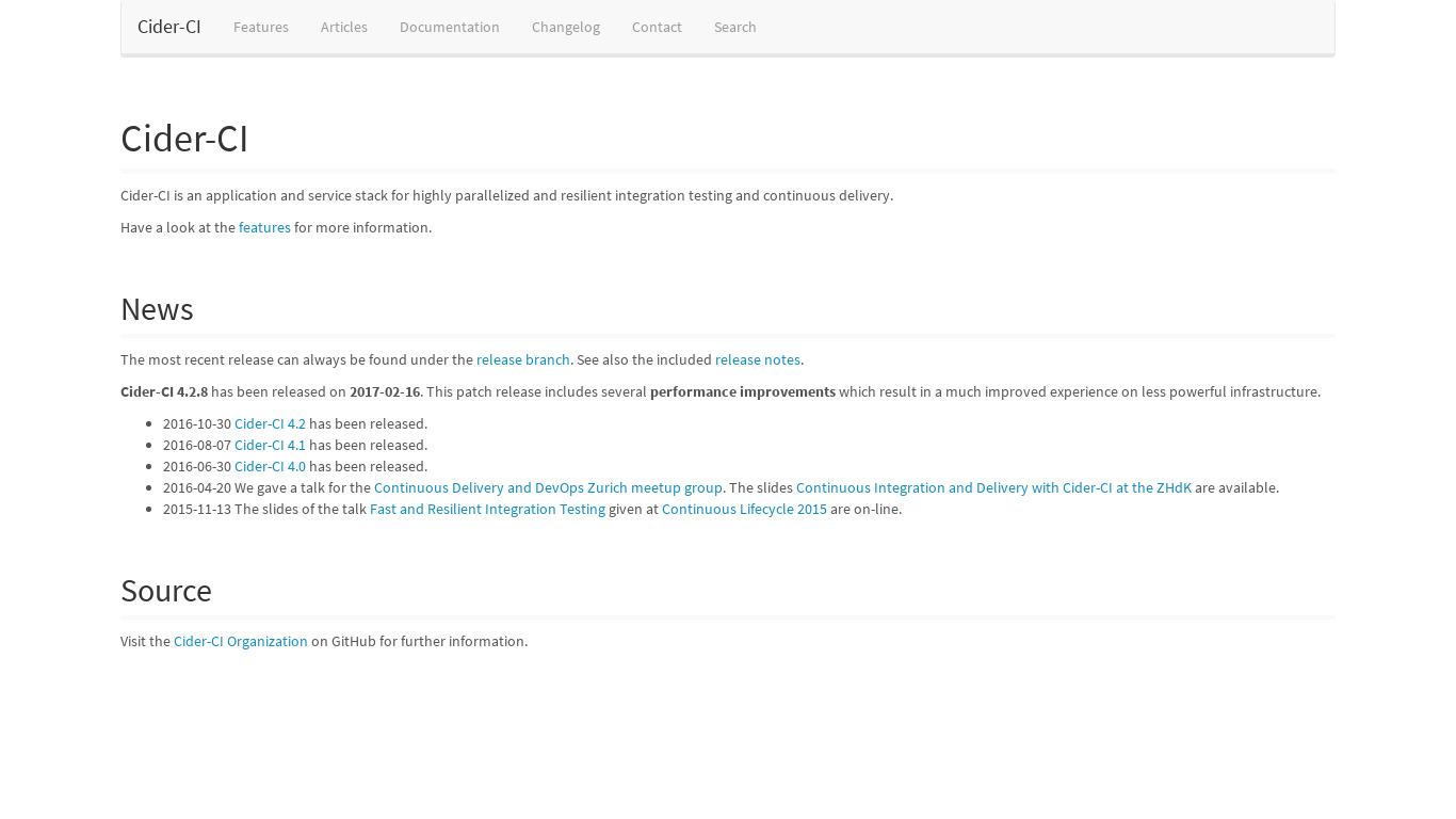 Cider Ci Landing page