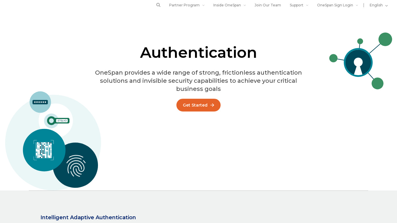 OneSpan Authenticators Landing page