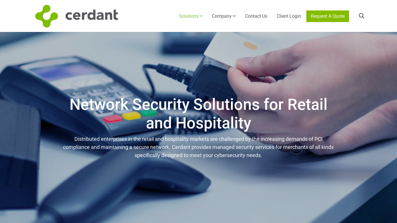 Retail Network Security Solutions Landing page