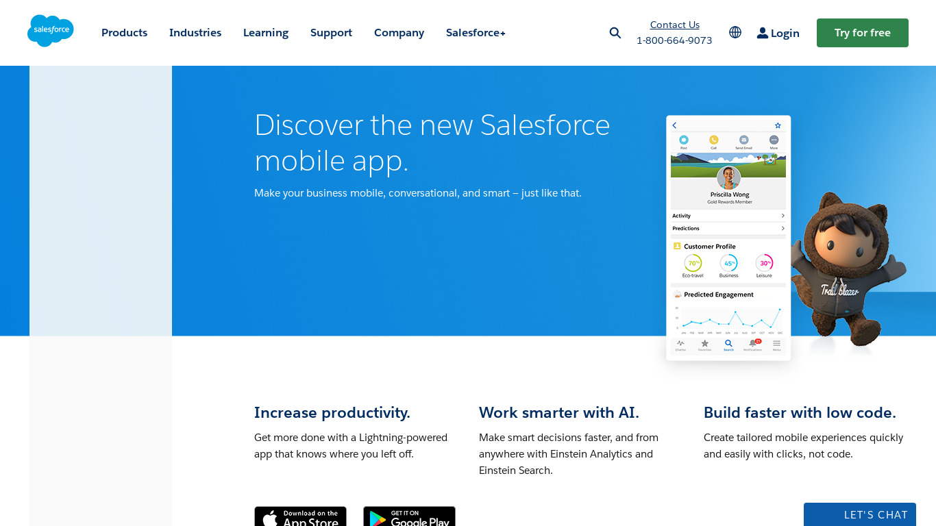 Salesforce Mobile Landing page