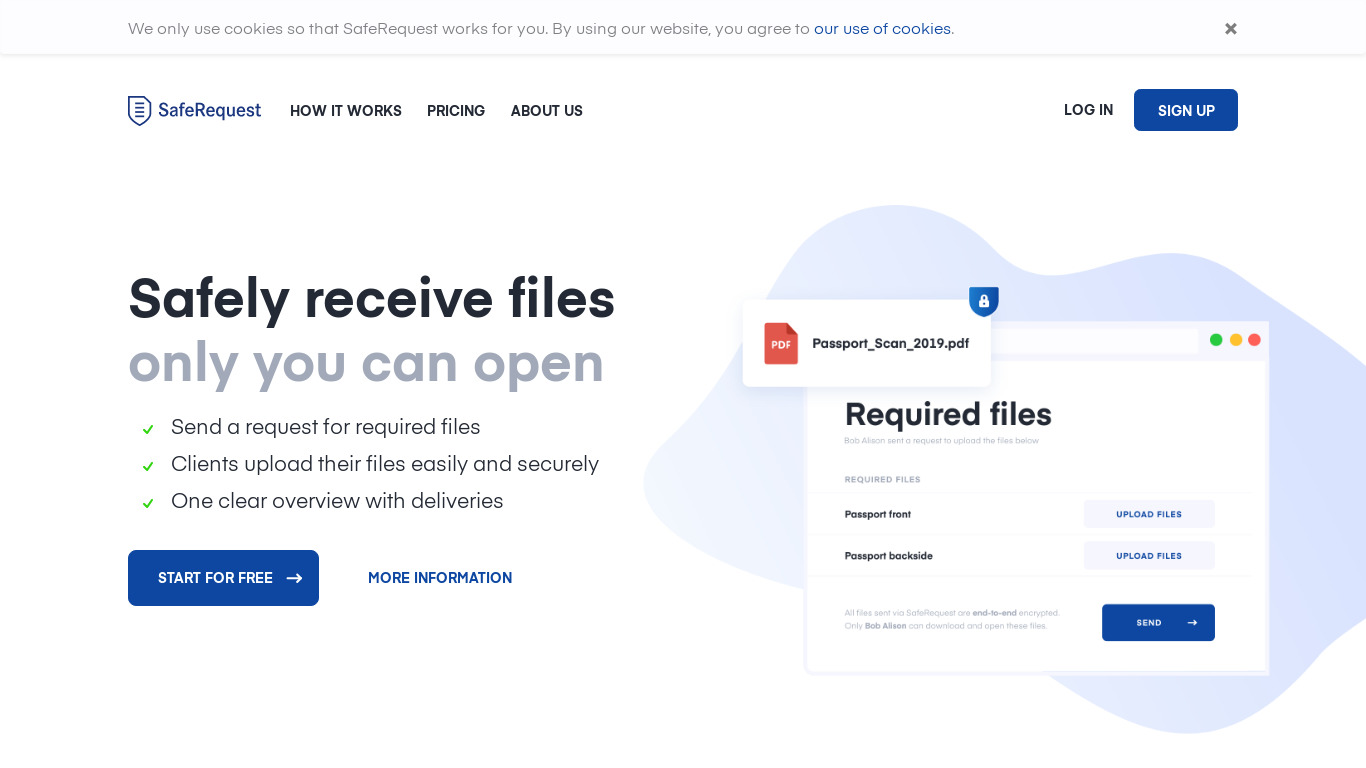 SafeRequest Landing page