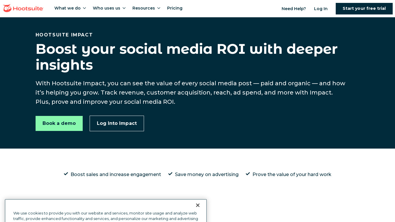 Hootsuite Impact Landing page