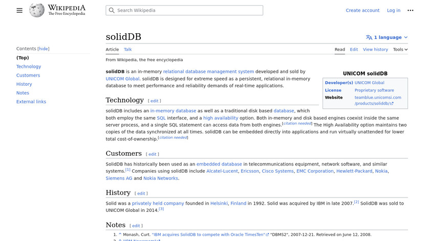 solidDB Landing Page