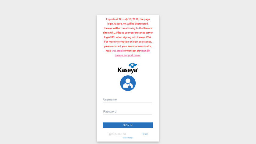 Kaseya IT Center Landing Page