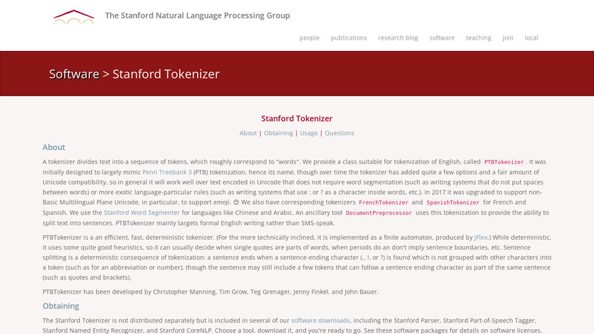 Stanford Tokenizer Landing Page