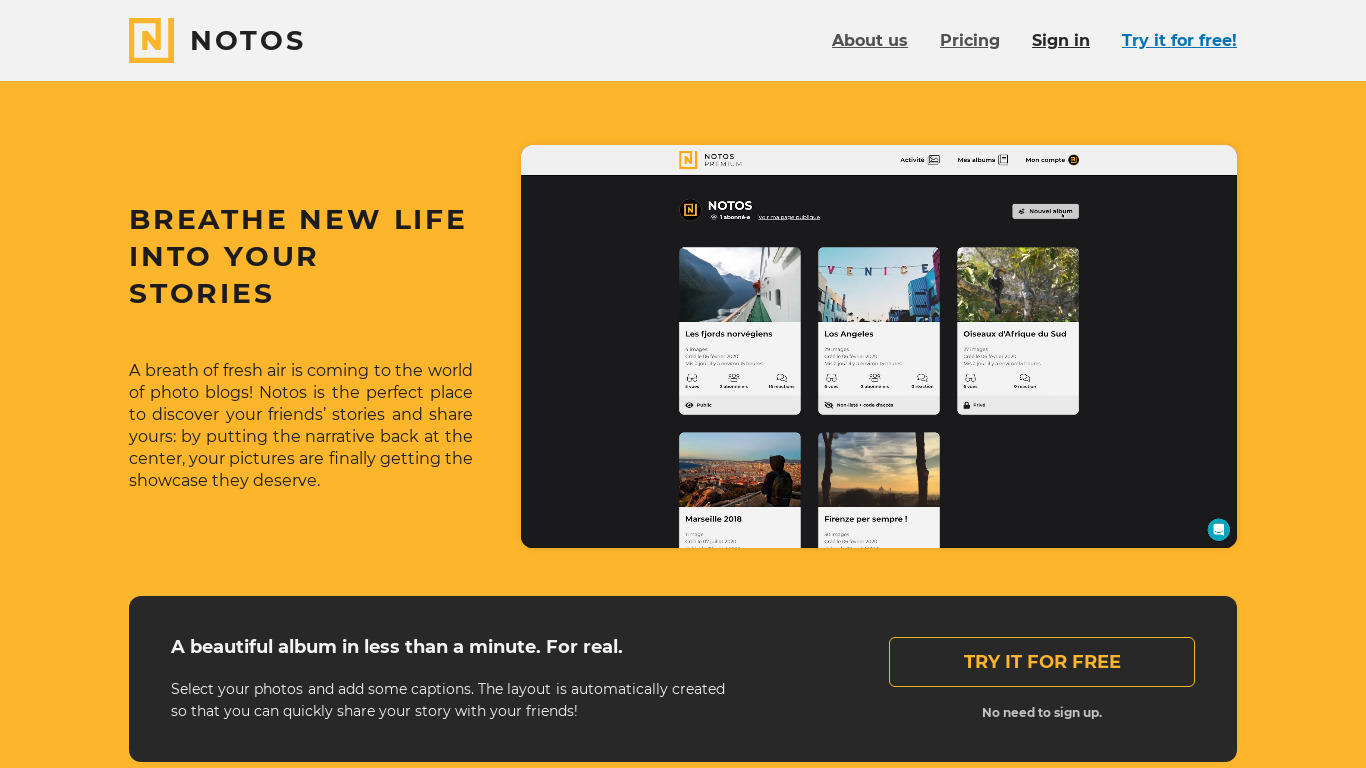 Talegraph Landing page