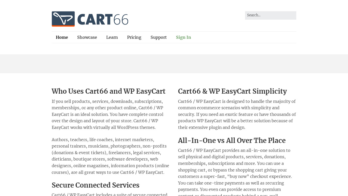 Cart66 Landing page