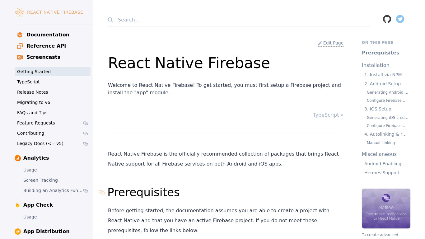 React Native Firebase Landing page
