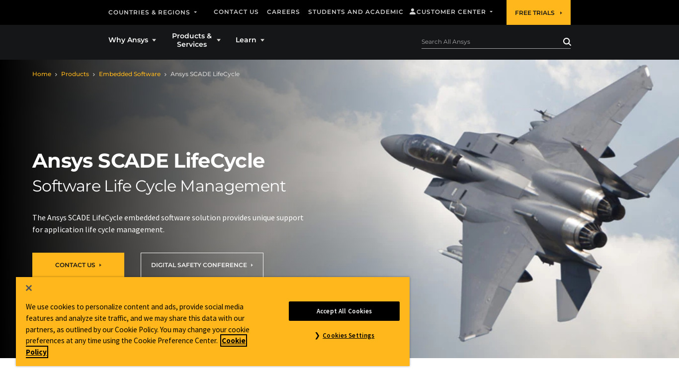 ANSYS SCADE LifeCycle Landing page