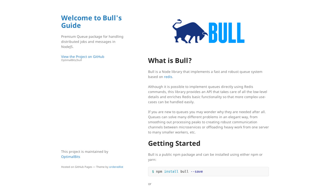 Bull Landing page