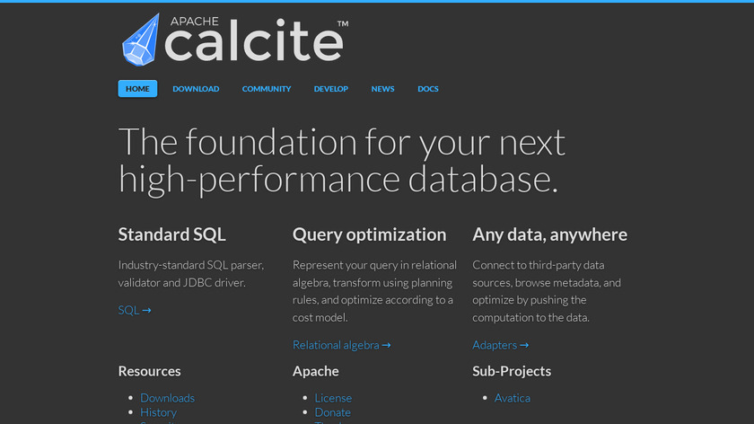 Apache Calcite Landing Page