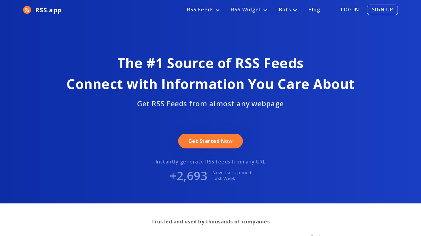 OneFeed Reader Landing page