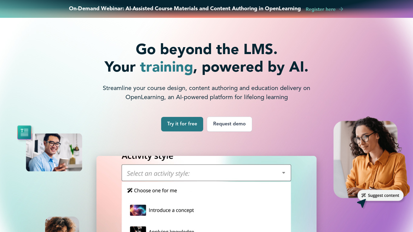 Open Learning Solutions Landing page