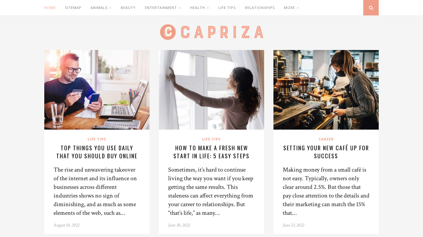 Capriza Landing page