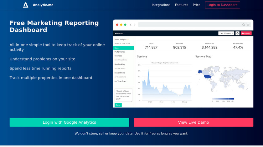 Analytic.me Landing Page