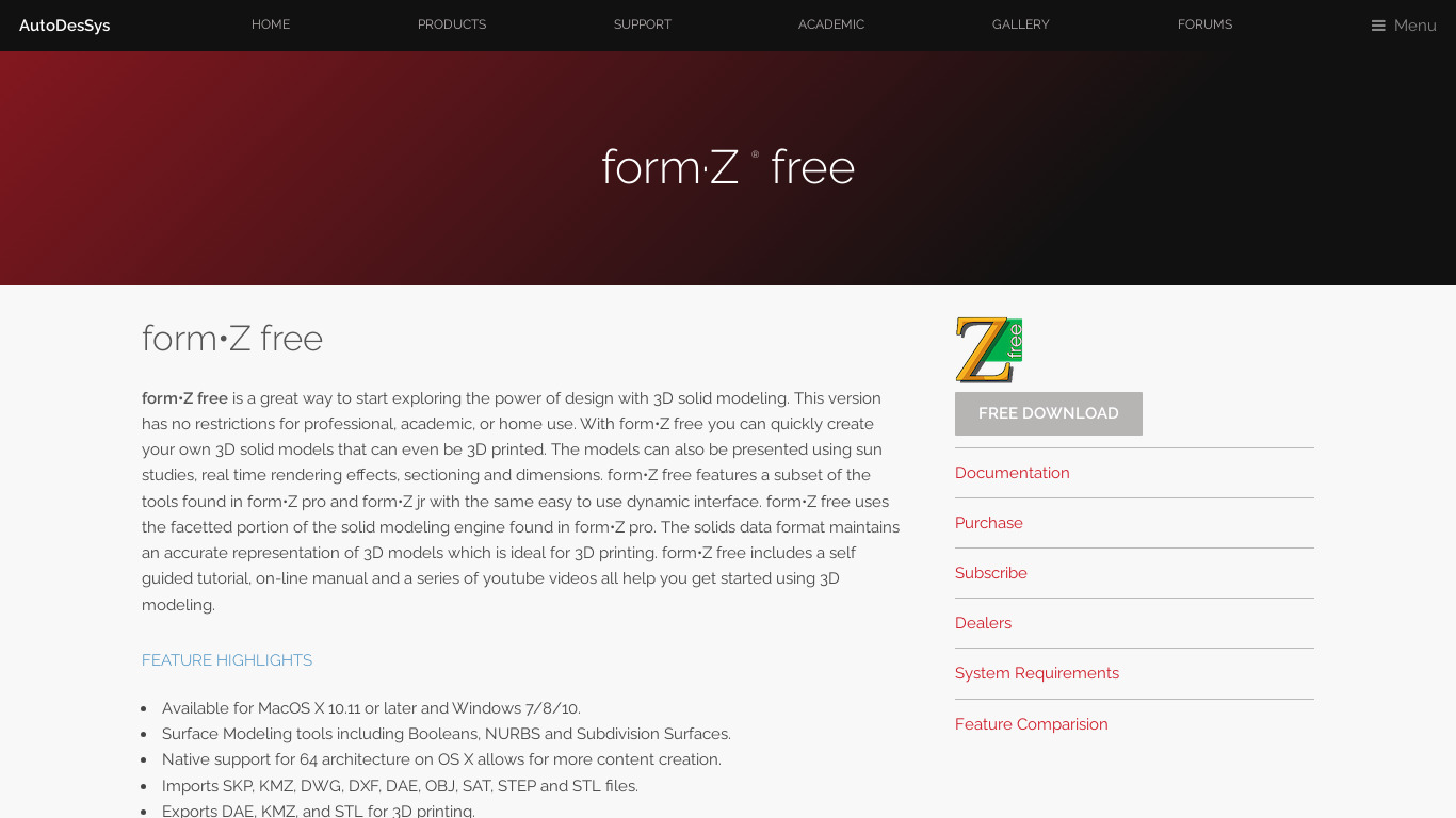 form•Z Landing page