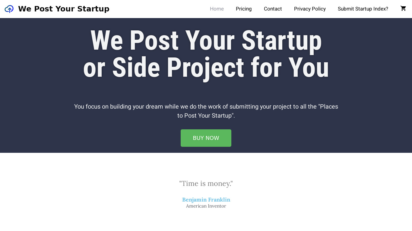 We Post Your Startup Landing page