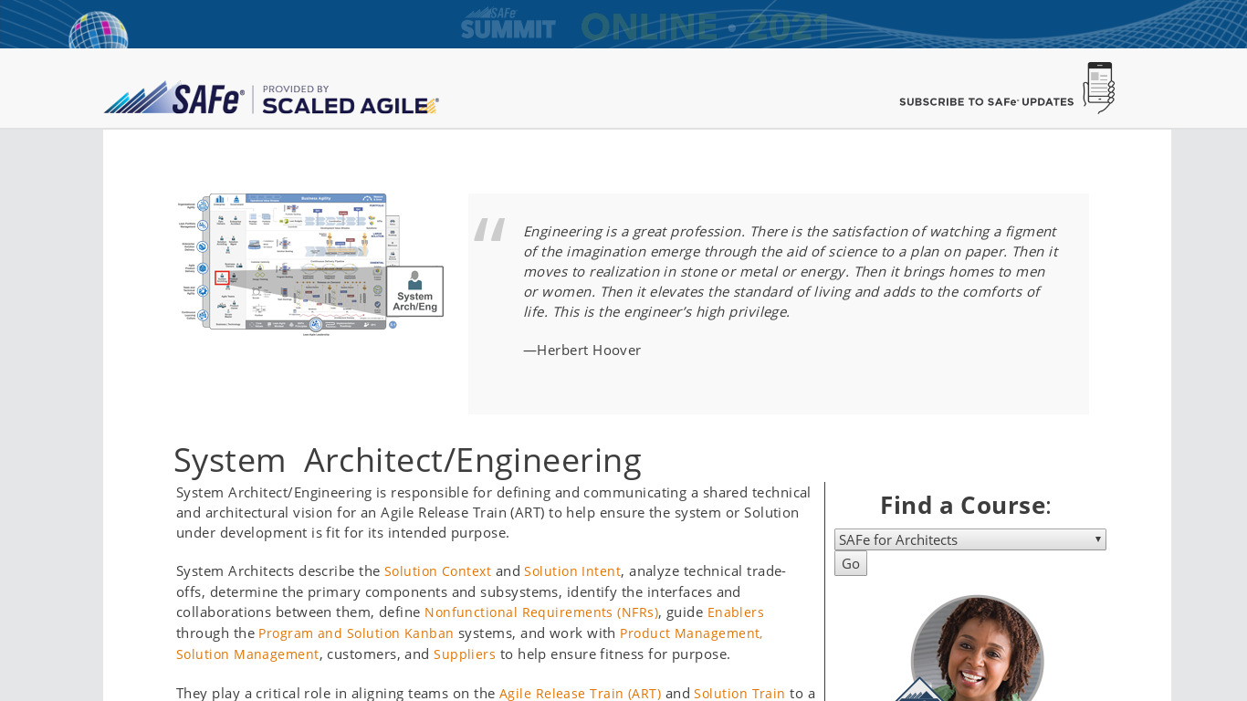 Architect for Systems Engineers Landing page