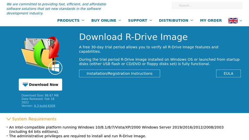 R-Drive Image Landing Page
